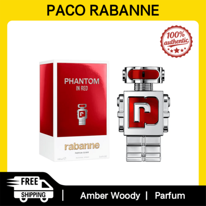 Paco Rabanne Men's Phantom In Red Elixir Parfum 100ml Amber And Woody Fragrance For Men-Original, Authentic, Long-Lasting Scent