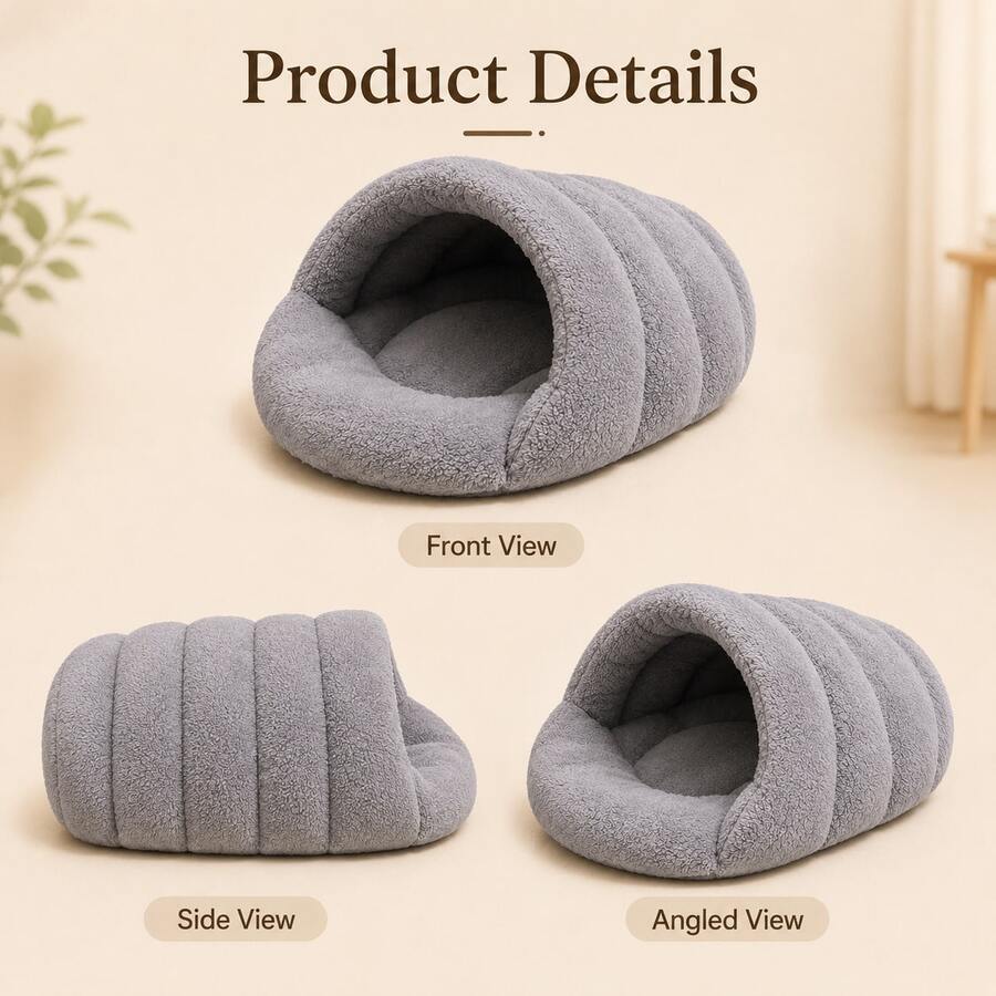 Slipper Shaped Cat & Dog Bed, Comfortable Indoor Sleeping Nest For Autumn/Winter - Multicolor - View 1