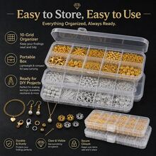 1 Set 10 Types 490pcs DIY Jewelry Making Tools Gold & Silver Color Set Clasp Open Jump Rings Lobster Clasp Ear Hooks Jewelry Accessories Material Kit - Metal 10-compartment Set - View 7