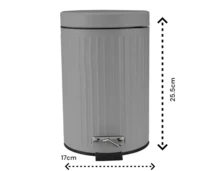 PEDAL BIN 3 LITRE LID RUBBISH WASTE DUST LITTER PAPER SMALL BLACK WHITE GREY KITCHEN REMOVABLE LID - Grey - View 2