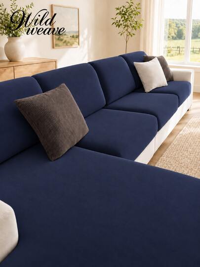 1 Pièce Housse De Canapé Élastique En Soie De Lait De Couleur Unie De Style, Adaptée Aux Quatre Saisons