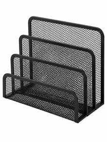 Metal Mesh 4-Compartment File Organizer Desktop Memo Storage Box Office Desk Letter Sorting Rack Student Desk Book & Document Divider Frame Office Stationery Sundries Organizer Box Back To School Dormitory Desktop Storage Essential, Hollow Mesh Breathable Design, Partitioned Storage For Memos Notebooks Files, Sturdy Iron Craft Resistant To Deformation, Universal Storage Solution For Office Home Desk - Multicolor - View 8