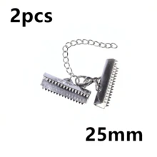 2pcs Stainless Steel Ribbon Leather Cord End Fastener Clasps With Chains Lobster Clasps Connectors For Bracelet Diy Making - Ribbon Leather Cord End Fastener Clasps - View 11