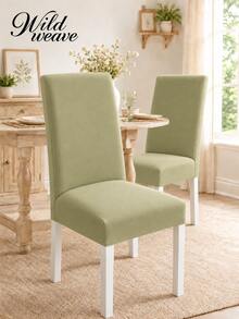 1pc Solid Color Chair Cover, Minimalist Pastoral Style Milk Silk Elastic Dining Chair Slipcover, Suitable For Living Room, Bedroom, Dining Room, Study And Other Occasions, Removable And Washable, All Season Use, Autumn Decor - Olive Green - View 2