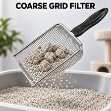 Large Stainless Steel Cat Litter Scoop Fast Sifting Design Long Grip Waste Sifter Durable Kitty Poop Shovel For Cat Litter Box Cleaning - View 2