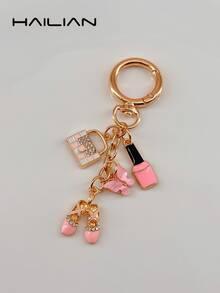 HAILIAN Ladies Simple Burgundy Red Bag Perfume High Heels Nail Polish Styling Bag Pendant Keychain Valentine's Day Gift For Your Best Friend. - Pink - View 8