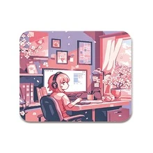 Cartoon Pink Girl Study Room Pattern Gaming Mouse Pad, Non-Slip Rubber Desk Mat, Smooth Sliding Surface, Suitable For Computer Laptop Office Home, Cute Abstract Art Decor, Back To School Supplies - A - View 12