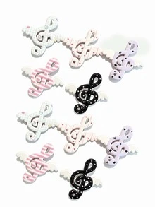 5 pcs Jepit Rambut Baru Lucu Motif Not Musik & Sayap, Jepit Poni dan Samping Serbaguna yang Menyenangkan, Aksesori Rambut Gaya Manis Krem - MultiWarna - View 6