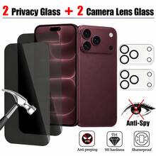 Phone Protection Set [2pcs Anti-Peeping Privacy Tempered Glass Screen Protector + 2pcs Tempered Glass Rear Camera Lens Protector] Compatible With IPhone 18 Pro/18 Pro Max/17/17 Pro/17 Pro Max/16/16 Pro/16 Pro Max/15/15 Pro/15 Pro Max - Privacy Film*5 - View 3