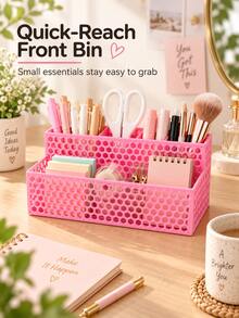 Desktop Organizer Rack, Large Capacity Honeycomb Hollow Design, Multi-Layer Multi-Compartment Shelf, Suitable For Office Supplies And Student Desk Clutter, Innovative Back To School Gift, Fit For Office Desk And Study Table - Multicolor - View 4