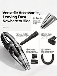 Cordless Handheld Vacuum Cleaner - Powerful Suction Car Vacuum! Rechargeable, Portable Mini Design Suitable For Home And Travel, Great For Cleaning Pet Hair, USB Charging, Lightweight, Wet & Dry Use - Cordless - View 4