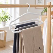 Telescopic Folding Coat Rack, Multi-Functional Wardrobe Storage Organizer, Adjustable Width Drying Rack, Non-Slip Pants Hanger, Space-Saving Clothes Organizer, Home Balcony Closet Hanging Storage Rack - White - View 6