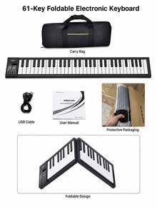 1 buah Keyboard Elektronik Portabel Lipat 61 Tombol Warna Putih dengan Tas Penyimpanan, 16 Nada, 100 Ritme, 25 Lagu Demo, Piano Gulung Isi Ulang USB, Keyboard Musik Multifungsi, Cocok untuk Pemula, Latihan di Rumah dan Pelajaran Musik - Tersedia berbagai pilihan (kemasan yang lebih baik) - View 16