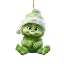 Panini Grinch 聖誕樹吊飾，壓克力吊墜裝飾，多款綠色角色吊墜，適用於聖誕樹、居家節日派對裝飾 - 多款 - 查看 4