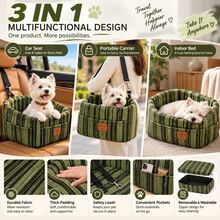 New Upgraded Dog Car Seat - Pet Travel Carrier, Durable Fabric, Suitable For Long Trips, Essential For Dog Safety, Fits Small To Medium Dogs, Lightweight And Easy To Clean Travel Storage Bag - Green - View 2