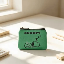 SNOOPY 1個可愛史努比帆布拉鍊零錢包，迷你卡通印花小錢包，便攜卡夾收納袋，適合女孩與青少年，萬聖節聖誕節新年禮物，節日生日禮物 - 彩色 - 查看 4