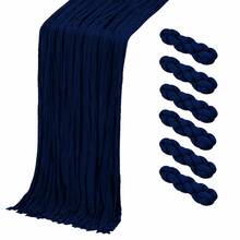 12pcs Navy Blue Cheesecloth Table Runner, Gauze Table Runner, Bohemian Style Semi-Transparent Cheesecloth Table Decor, Suitable For Wedding, Party, Bridal Shower, Baby Shower, Birthday, Engagement, Anniversary, Holiday, Dinner, Farmhouse Home Decor - Navy Blue - View 29