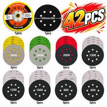 42pcs 5 Inch 8-Hole Car Scratch Repair Polishing Set, 40pcs 600-5000 Grit Hook & Loop Wet/Dry Sanding Discs, 1 Backing Pad + 1 Foam Interface Pad, Dust-Free & Anti-Clogging, Suitable For Car Paint, Glass, Metal, Resin, Wood Polishing - Black - View 6