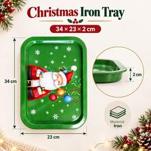 Christmas Metal Tray, Holiday Rectangular Serving Plate, Festive Table Decor, 34*23cm, Random Pattern - View 4