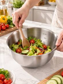 Bộ 2 bát trộn/bát đong salad bằng thép không gỉ, phù hợp cho nhà bếp và nấu ăn ngoài trời, bền bỉ, dễ cất giữ, hoàn hảo để đánh trứng, trộn salad và làm bánh - Xem 3