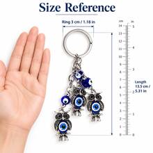 1pc Blue Bead Owl Keychain, 3 Owl Dangle Bag Charm, Vintage-Style Lightweight Key Ring For Handbag, Backpack, Car Keys & Travel - Multicolor - View 4