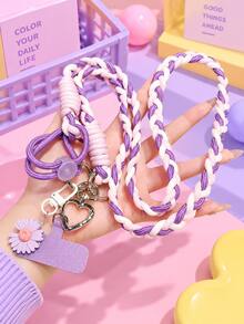 1 Set Long Adjustable Crossbody Phone Lanyard, Personalized Braided Strap, Ins Fresh Style, Durable Chain Shell, Suitable For Outdoor Travel, Hiking, Unisex, Short Phone Holder, Smartphone Wrist Strap, Smartphone Protective Case Lanyard, Keychain, Phone Accessory, Mobile Pendant, Phone Charm, Halloween - Multicolor - View 6