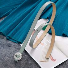 Women's Sky Blue Thin PU Belt, Suitable For Dresses, Jeans, Blazers, Adjustable And Lightweight - Multicolor - View 11