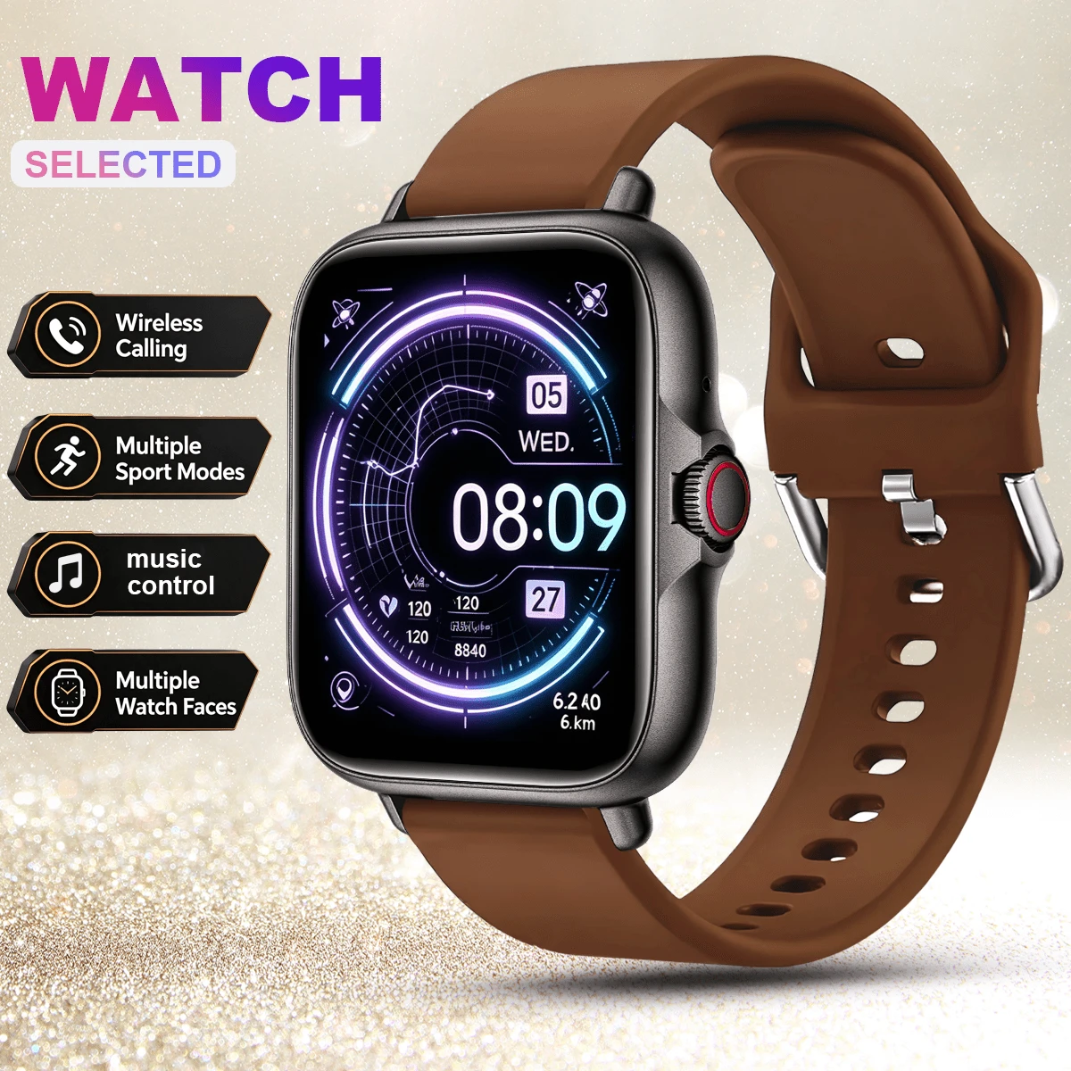 QAGSFLC Jam Tangan Pintar Modis dan Mewah, Panggilan Nirkabel; Wallpaper Kustom; Stopwatch, Pedometer, Kalori, Mode Olahraga, Kontrol Musik, Kamera Jarak Jauh, Pengingat Alarm, Cocok Sebagai Hadiah untuk Teman, Hadiah Pilihan, Hadiah Liburan
