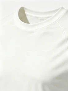 Somiliss Brand Authentic New Style Men's Sun Protection Raglan Round Neck Long Sleeve T-Shirt, Built-In Thumb Hole Design At Cuffs, Soft Sun Protection Fabric Texture, Suitable For Daily Outdoor, Sports Wear, Casual Versatile, Show Your Style, Suitable For Halloween Outfit - White - View 5
