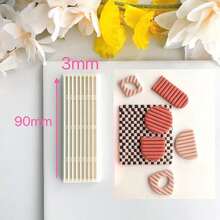 1/5pcs Checkerboard Line Series Soft Clay Jewelry Making Molds, Used For Making Checkerboard Earrings, Line Shaped Polymer Clay Tools, Creative Jewelry Making Handmade DIY Earring 3D Embossing Cutting Tool - White - View 12