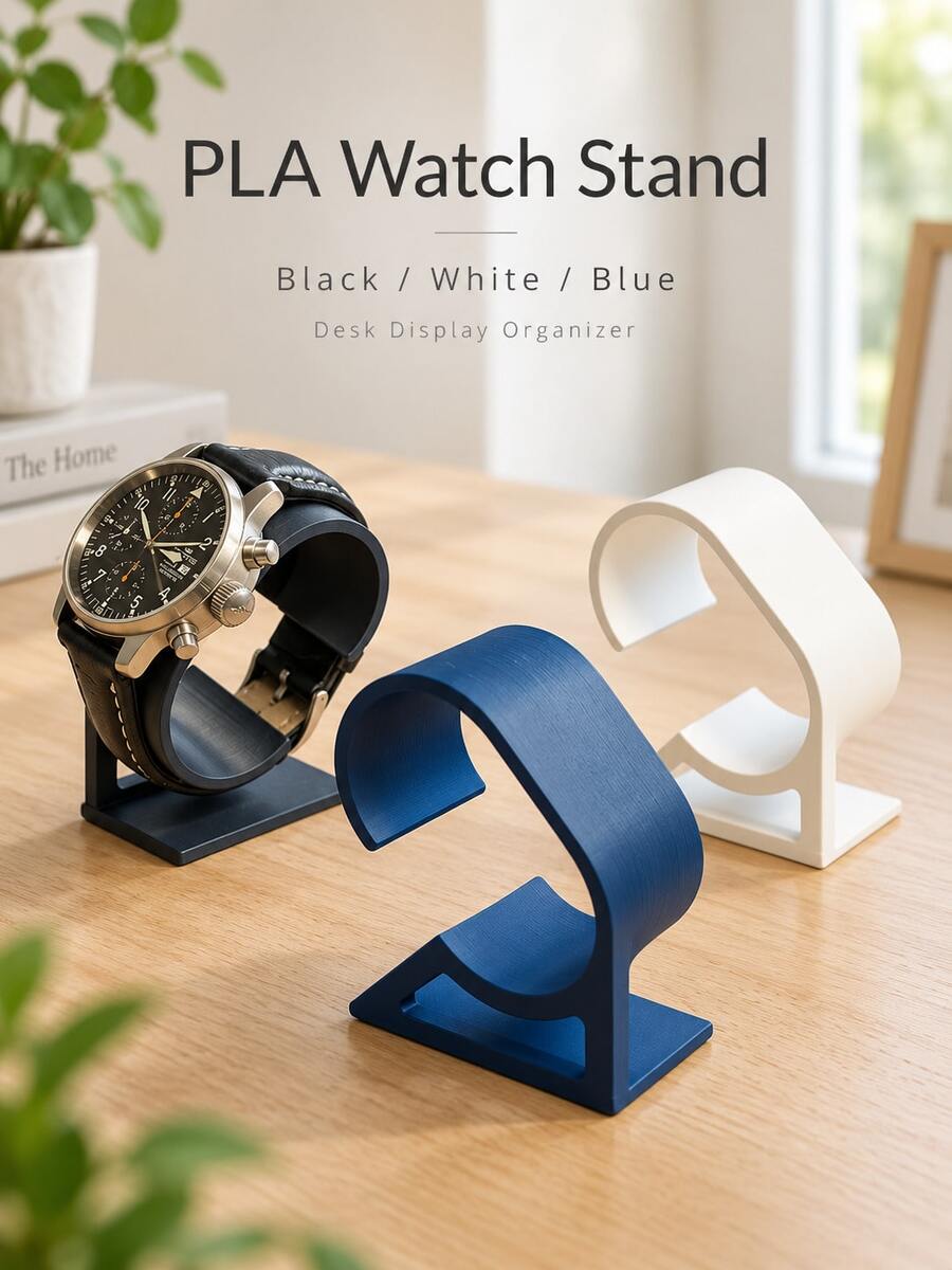 3D Printed Watch Storage Rack, Minimalist Freestanding Watch Display Stand With Curved Holder And Stable Base, Suitable For Bedroom, Living Room Desktop Watch Storage, Home Decor, Counter Display, Christmas Gift And Winter Holiday Essential - Multicolor - View 1