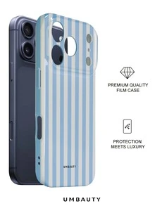 UMBAUTY 1pc Blue & White Striped Pattern Design, Compatible With Phone 18 Pro Max, Fits Apple 18/17/16/15/14/13/12/11 Pro Max/Plus/Mini 17e, Full Coverage High-Definition Printed Soft Shell Phone Case, Raised Screen/Lens Protection, Unisex, Ideal Gift For Girlfriend On Halloween, Valentine's Day, Easter, Wedding Season And Birthday - Multicolor - View 2