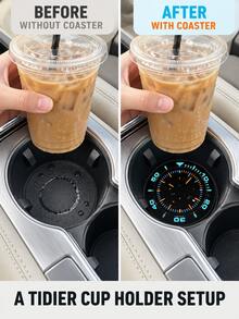XF.Meraki Car Interior Accessories, 2pcs Car Cup Holder Coasters, 2.75 Inch Round Cup Coasters, 2D Printed Fluorescent Dashboard Design, Non-Slip Waterproof Dust-Proof Scratch-Resistant Easy To Clean Decoration, Universal Fit For Most Car Models - A - View 4