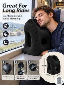 Inflatable Travel Pillow, Lightweight And Portable With Ergonomic Design, Suitable For Office (Including Students Napping On Desks), Also For Use On Planes, Cars Or Trains. Holiday - Multicolor - View 2