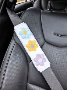 Soft Fluffy Plush Car Seat Belt Shoulder Cover, 3D Floral Applique Cute Seat Belt Shoulder Protector, Universal Cute Car Interior Decoration Accessory, Suitable For Women And Girls - Plush Flower - View 16
