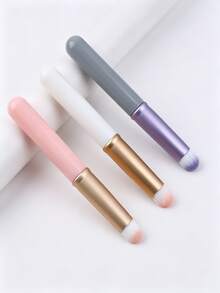 1/3Pcs Portable Lip Brush With Cap Soft Bristles Lipstick Applicator Makeup Brush Travel Friendly Precision Lip Gloss Brush Set - Multicolor - View 4