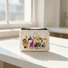 SNOOPY 1個可愛史努比帆布拉鍊零錢包，迷你卡通印花小錢包，便攜卡夾收納袋，適合女孩與青少年，萬聖節聖誕節新年禮物，節日生日禮物 - 彩色 - 查看 2