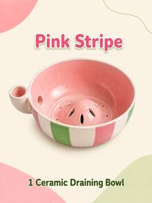 2pcs Watermelon & Pink Striped Ceramic Berry Washing Bowl With Drain Mat, Vortex Water Flow Side-Inlet Fruit Washer, Self-Rotating Berry Colander, Quick Drain Kitchen Strainer, Suitable For Strawberries, Blueberries, Grapes, Cherry Tomatoes And Vegetables - Watermelon Striped Colander - View 15