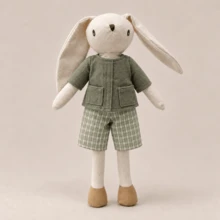 [Gift Rabbit]1件手工布製長耳兔子娃娃，可更換服裝，兒童節日生日復活節禮物 - 禮物兔兔 - 查看 10