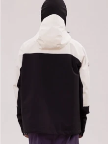 CAMEL CROWN Jaket Outdoor Wanita Satu Lapis, Nyaman, Tahan Air dan Ringan untuk Mendaki Gunung - Hitam Phantom/Putih Hangat/Abu-abu Gelap - View 4