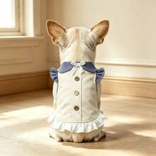 1pc Sweet Plaid Ruffle Pet Dress, Bow Collar Design, Princess Style Small Dog Outfit, Suitable For Chihuahua, Teddy, Bichon Frise And Other Small Dogs Daily Wear, Birthday Party, Photoshoot - Multicolor - View 3
