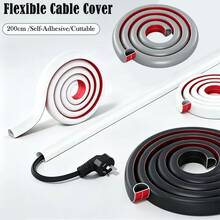 Cable Protection Cover, Self-Adhesive Mini Flexible Cable Tray, Household Cable Conduit, Semi-Circular Cable Tray, Concealed Cable Tray, Home/Office Specific Cable Tray, Easy To Install, Wire Invisible Solution - A - View 2
