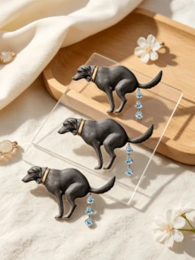1pc Vintage Zinc Alloy Women's Brooch, Funny Dog Pooping Heart Rhinestone Pin, All-Season Personalized Design - Multicolor - View 5