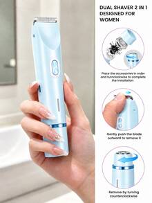 SKYWORTH 400mAh 2-In-1 Dual Head Electric Shaver For Women, Portable Travel Razor For Face, Bikini, Legs, Rechargeable, Compact And Lightweight - View 14