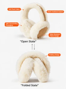 CAMEL CROWN Fleece Lined Thermal Ear Muffs, Winter Windproof Plush Ear Warmers For Skiing, Cycling, Outdoor Sports, Cold Weather Protection - Camel - View 4