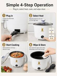 SMEGGEMS Multifunctional Non-Stick Pot, Rice Cooker, Electric Frying Pan, Electric Stir-Fry Pot, Electric Pressure Cooker, Mini Hot Pot. Portable And Compact, Easy To Clean, With Non-Stick Coating, Suitable For Indoor And Outdoor Use, Kitchen Essential. - White - View 9