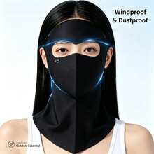 1pc Full Face & Neck Sun Protection Mask, UPF50+ UVA UVB Protection, Breathable Ice Silk Cooling Face Mask, Comfortable All-Day Sun Protection Mask, Suitable For Beach Vacation - Black - View 6