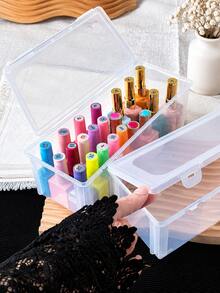 Nail Tool Storage Box Transparent Organizer Case Nail Art Accessories Storage Container Manicure Tools Holder With Compartments Nail Polish File Drill Bits Decoration Storage Box - Multicolor - View 1