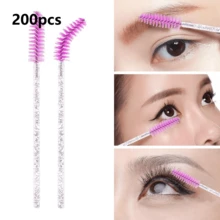 200/100/50/10 Pcs Eyelash Brushes, Mascara Wands (With Storage Case), Bendable Disposable Eyebrow Brushes, Eyelash Extension Brushes, Eyebrow Brushes, Castor Oil Brushes (Crystal Purple) - Purple - View 10