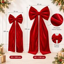 Large Red Christmas Bow Ornament For Tree Wreath Window Wall Decor, 30x100cm / 40x130cm - 1PC - View 2